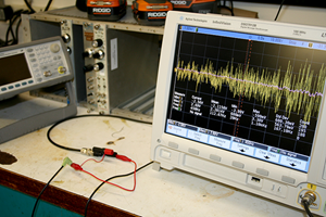 Oscilloscope in the electronics shop